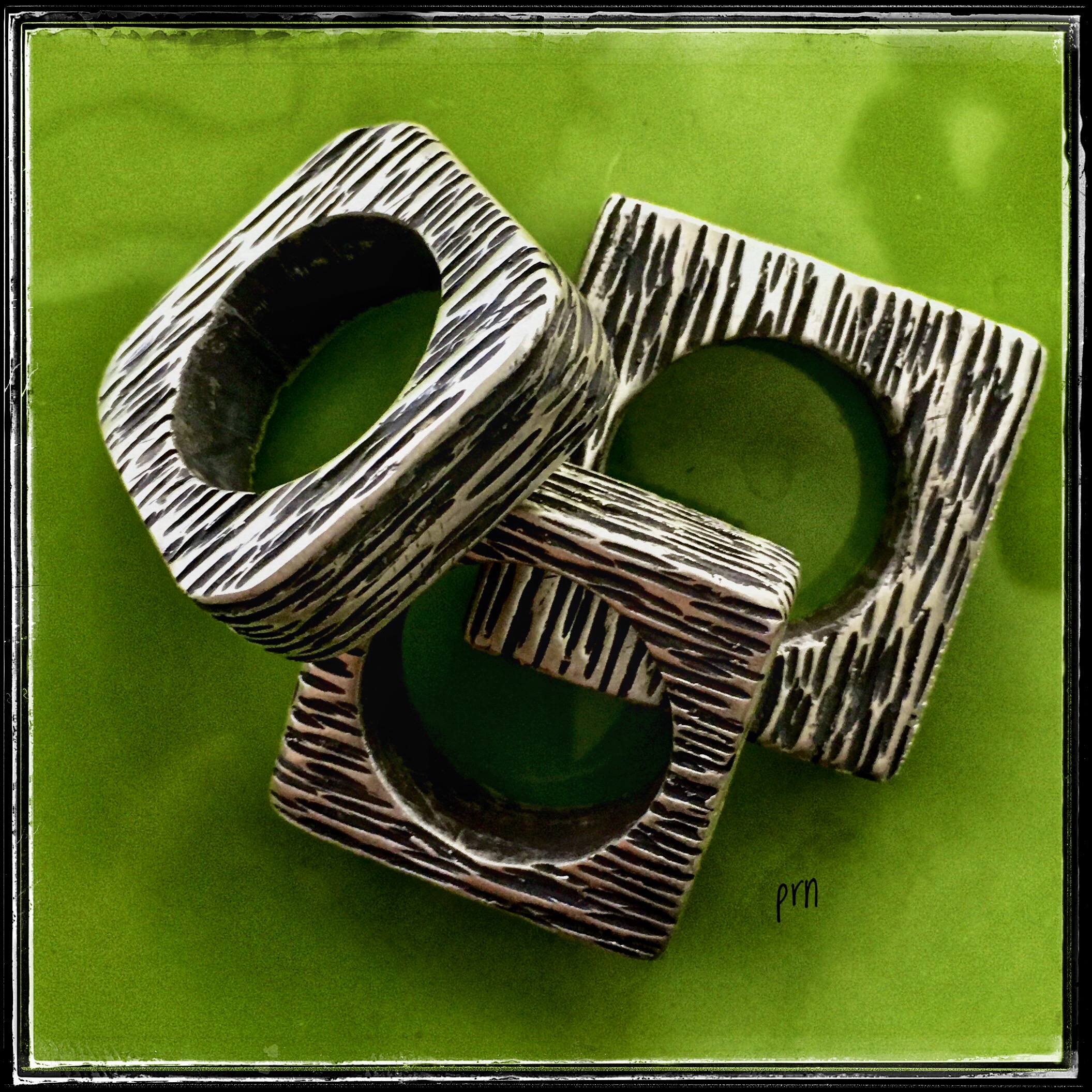 square silver zebra rings