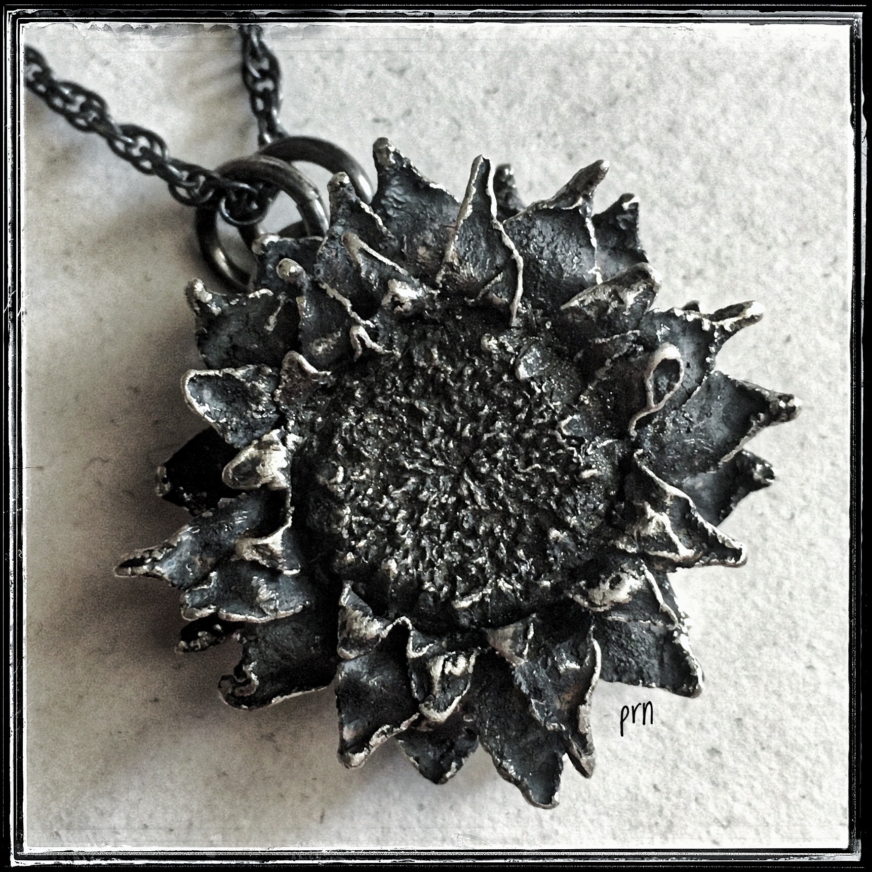 chunky sunflower necklace silver